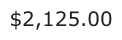 Answer B: $2,125.00
