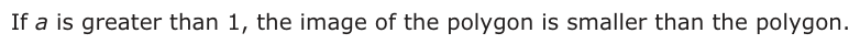 Answer C: If a is greater than 1, the image of the polygon is smaller than the polygon.