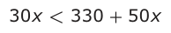 Answer A: 30 x < 330 + 50 x
