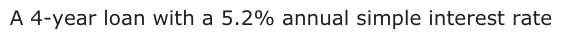 Answer A: A 4-year loan with a 5.2% annual simple interest rate