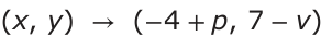 Answer B: (x, y ) → (− 4 +p, 7 −v)