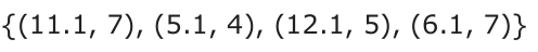 Answer C: {(11.1, 7), (5.1, 4), (12.1, 5), (6.1, 7)} _ _ _ _